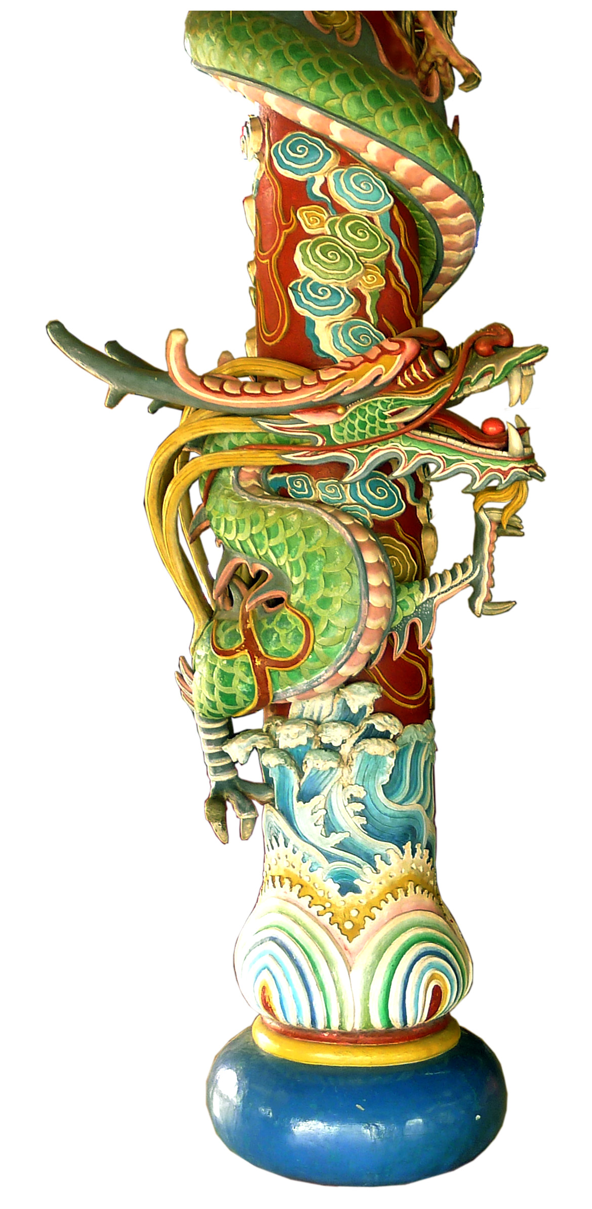 斯里阿曼慈雲閣雕塑彩色龍盤柱