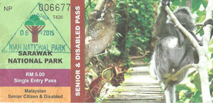 Entry Pass for Niah National Park for Senior Citizen and disabled.