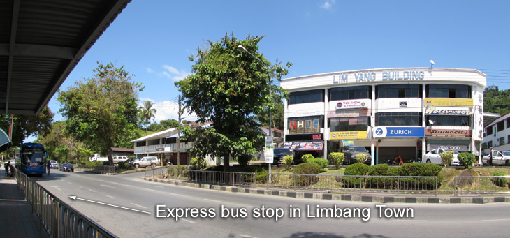 Express bus stop in Limbang Town