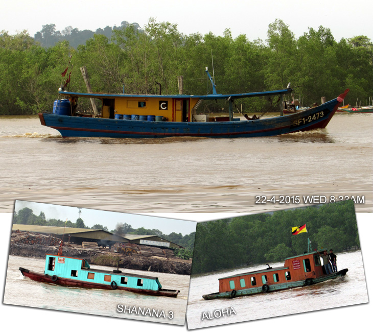 Big boats of Bintulu over the Kemena River