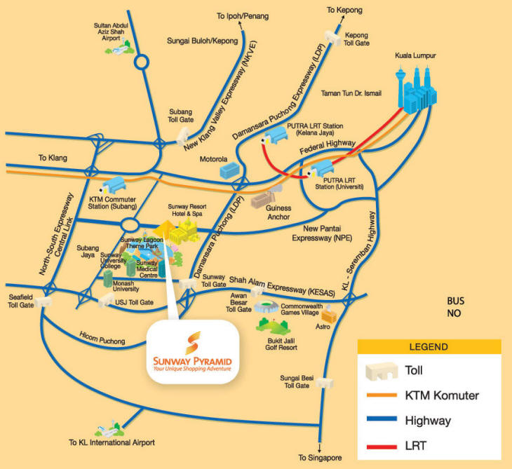 Map of Sunway Pyramid Shopping Mall