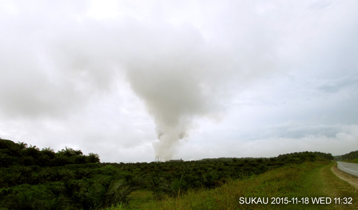 Air pollution in oil palm plantations at Sukau Town, Kinabatangan River.