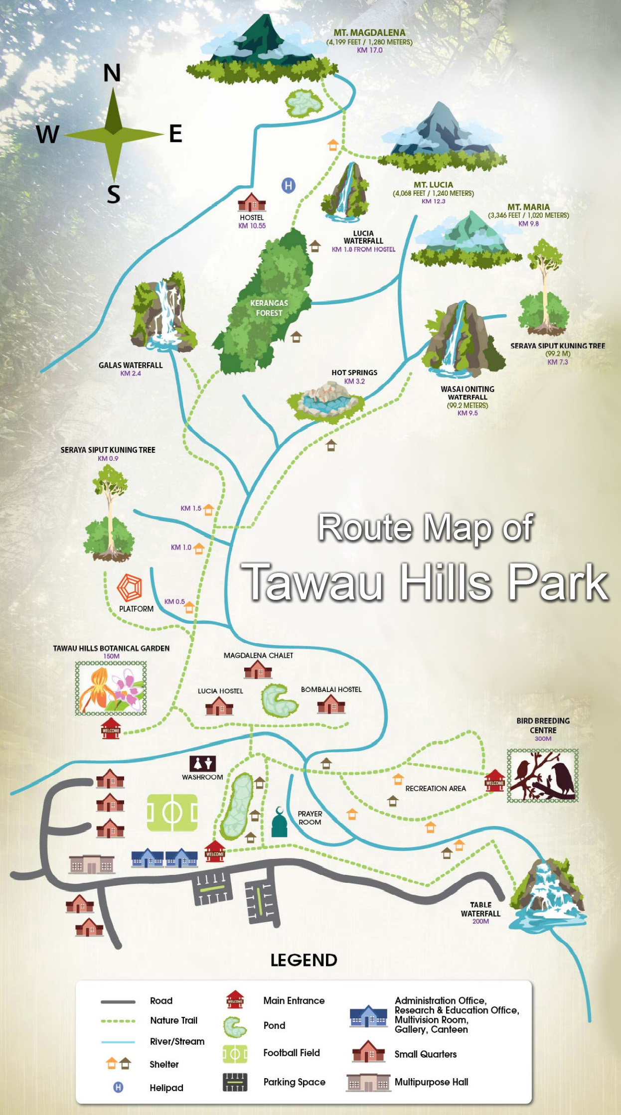Route Map of Tawau Hills Park