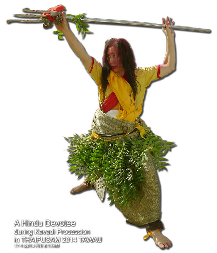 A Hindu Devotee during Kavadi Procession in THAIPUSAM 2014 Tawau, Malaysia 17-1-2014 FRI 9:16AM