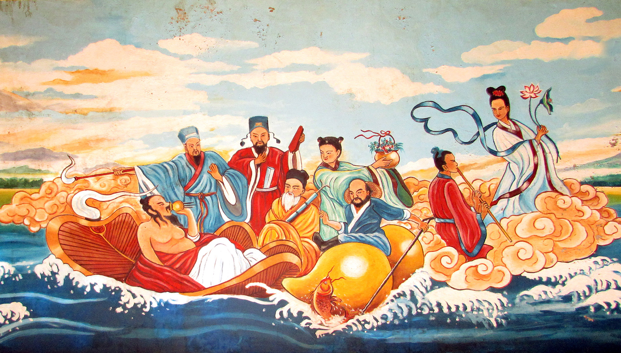 拿篤觀音慈航廟八仙過海壁畫