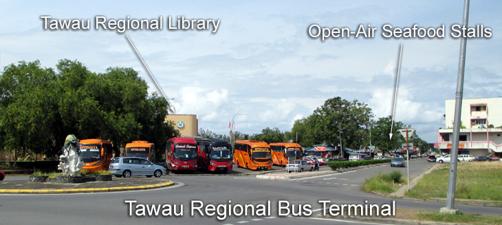 Bus station in Tawau where Pan-Borneo Highway express bus stationed