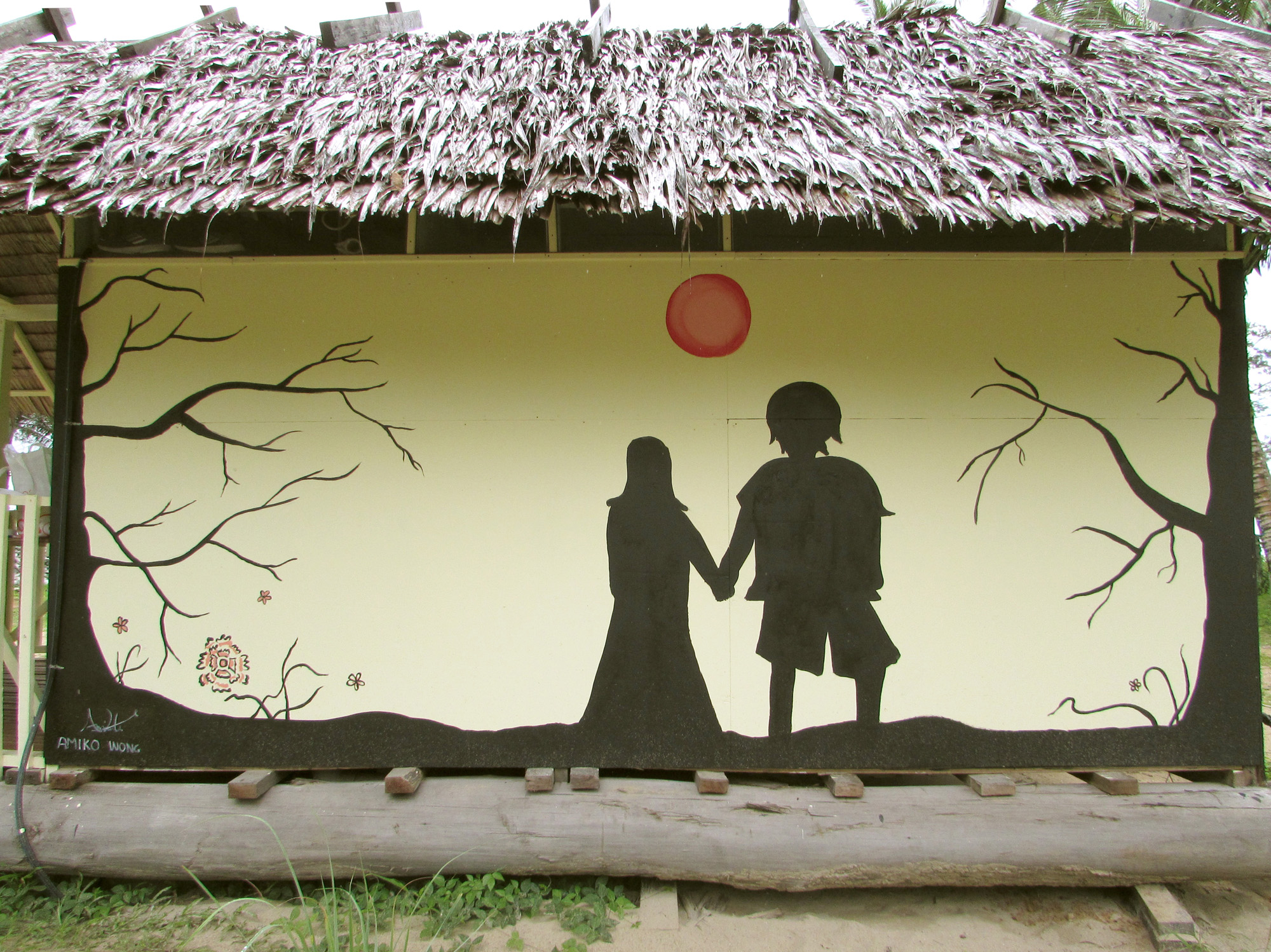 Wall decorative painting on Dynawood Beach Stay, Sematan Town by Amiko Wong