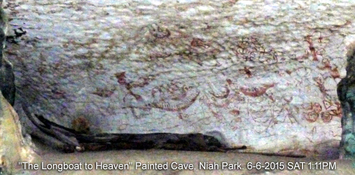 "The Longboat to Heaven" by unknown artist 2,000 years ago in Painted Cave, Niah National Park. 