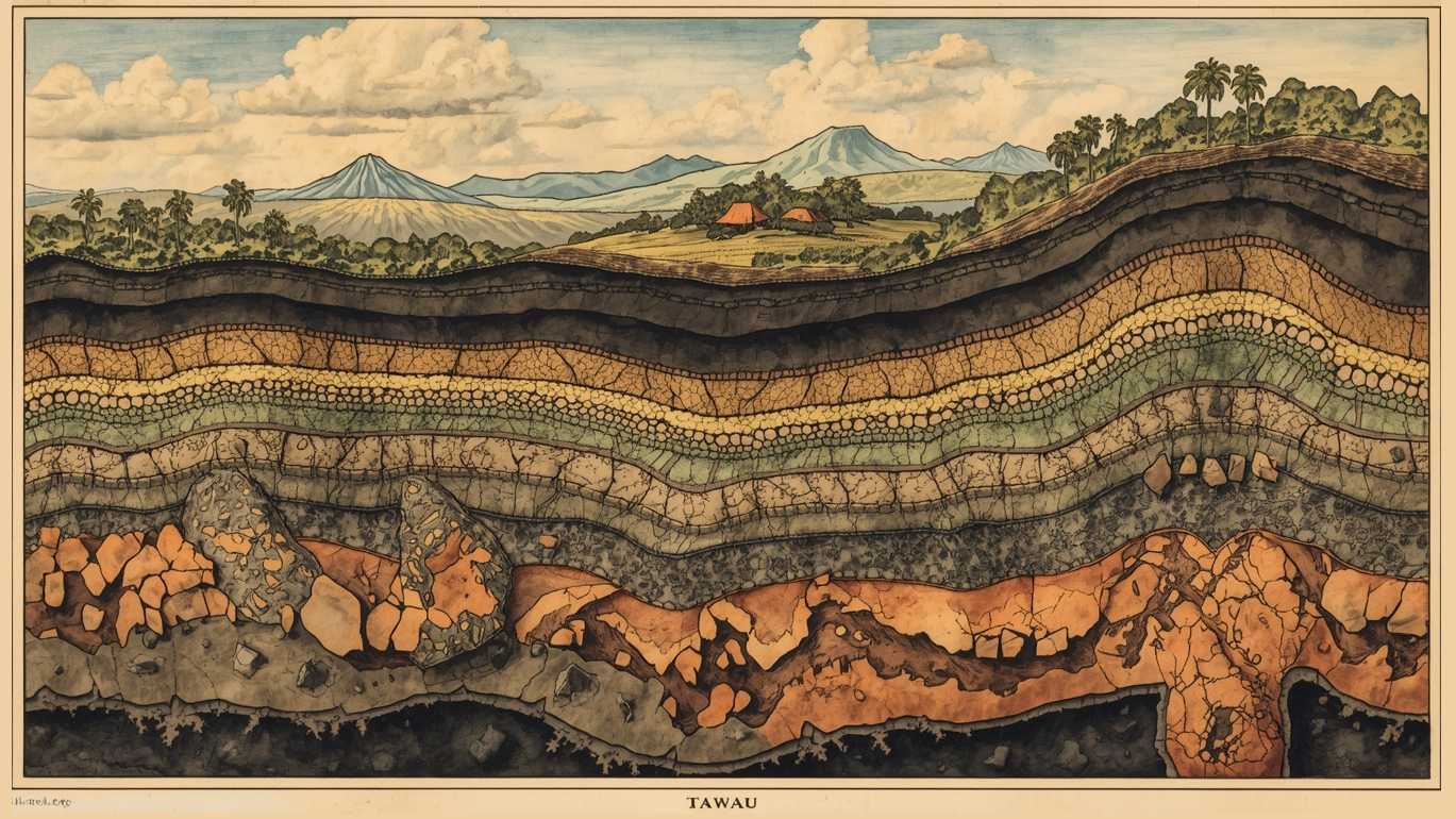 Illustration of Tawau rocks and mineral formations